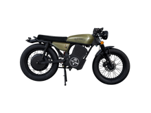 Load image into Gallery viewer, Old Soren Electric Café Racer Motorcycle –Green /Black Side View