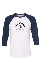 Load image into Gallery viewer, Baseball shirt with &#39;Old Soren Cafe Racer Team&#39; text on a white background
