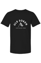 Load image into Gallery viewer, Black t-shirt with &#39;Old Soren Cafe Racer Team&#39; text and graphic on a white background
