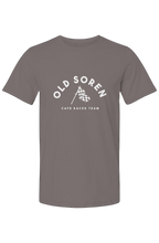 Load image into Gallery viewer, Gray t-shirt with &#39;Old Soren Cafe Racer Team&#39; text and graphic on a white background
